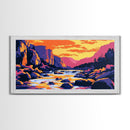 Yosemite Sunset, Majestic River, Vibrant Sky, Tranquil Nature, Grand Scenery, Wilderness Beauty, Living Room Wall Art, Canvas Print