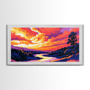 Vibrant Sunset, Golden River, Scenic Nature, Warm Tones, Tranquil Landscape, Office Decor, Living Room, Canvas Print