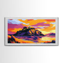 Island Sunset, Peaceful Water, Vibrant Landscape, Serene Scene, Nature Artwork, Home Office, Living Room, Canvas Print