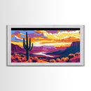 Cactus Sunset, Desert Scene, Southwest Wall Art, Framed Canvas Print, Vibrant Landscape, Boho Decor, Arizona Gift, Warm Tones