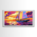 Sailboat Sunset, Ocean Serenity, Nautical Decor, Canvas Print, Coastal Wall Art, Sailing Gift, Vibrant Seascape, Relaxing Atmosphere