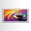 Floating Hat, Surreal Water Art, Abstract Painting, Whimsical Sunset Reflection, Framed Canvas Print, Living Room Artwork, Unique Decor