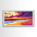 Sunset Beach, Ocean Waves, Seaside Decor, Coastal Art, Canvas Print, Living Room Wall Art, Vibrant Landscape, Modern Home Decor
