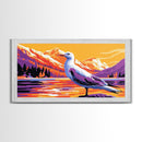 Seagull View, Mountain Lake, Tranquil Waters, Nature Wall Art, Canvas Print, Office Decor, Birdwatching Beauty, Serene Escape
