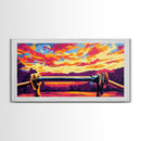 Sunset Horizon, Scenic Nature Art, Vibrant Landscape Painting, Golden Sky Decor, Framed Canvas Print, Office Wall Art, Modern Home Design