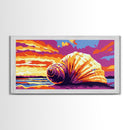 Seashell Sunset, Coastal Treasure, Beach House Art, Framed Canvas Print, Nautical Wall Decor, Summer Home Vibes, Relaxing Atmosphere