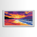 Beach Sunset, Vibrant Seascape, Coastal Art, Ocean View, Framed Canvas Print, Living Room Wall Art, Tropical Decor, Gift Idea