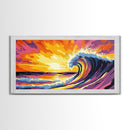 Ocean Wave, Surreal Seascape, Vibrant Water, Beach Wall Art, Framed Canvas Print, Coastal Home Decor, Living Room Art, Surfer Gift