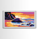 Beach Ocean Waves, Sunset, Framed Canvas Print, Tropical Wall Art, Seaside Decor, Modern Beach Art, Coastal Art, Bedroom Wall Art
