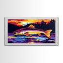 River Sunset, Reflection Nature, Framed Canvas Print, Serene Water Art, Modern Nature Wall Art, Relaxing Art, Dining Room Wall Art