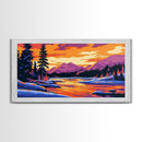 Vibrant Mountain Landscape, Sunset Wall Art, Bold Colorful Nature Print, Modern Alpine Home Decor, Framed Canvas Print, Living Room Art