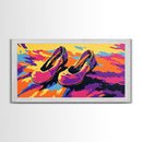 Cliffside Sunset, Bold Landscape Art, Vibrant Nature Print, Colorful Canyon Painting, Dramatic Wall Decor, Framed Canvas Print