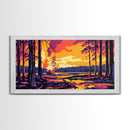 Forest Sunset, Tranquil Woodland Scene, Warm Autumn Landscape, Nature Wall Art, Framed Canvas Print, Cabin Decor, Rustic Home Design