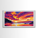Lake Sunset Ripples, Peaceful Water Art, Colorful Nature Print, Vibrant Reflection Painting, Relaxing Home Wall Decor, Framed Canvas Print