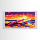 Ocean Waves, Sunset Art, Coastal Landscape, Framed Canvas Print, Beach Wall Art, Tropical Decor, Summer Aesthetic, Living Room Art