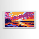 Woman Swimming, Vibrant Sunset, Relaxing Beach Art, Canvas Print, Boho Coastal Decor, Summer Wall Art, Bedroom Aesthetic, Minimalist Style