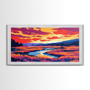 Speedboat Scene, Coastal Sunset, Vibrant Ocean Art, Colorful Seascape, Summer Getaway, Framed Canvas Print, Beach House Wall Art