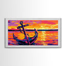 Anchor Sunset, Nautical Wall Art, Coastal Home Decor, Bold Ocean Print, Canvas Print, Beach House Art, Living Room Wall Art