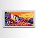 Desert House, Adobe Home, Southwest Art, Rustic Landscape, Framed Canvas Print, Western Wall Decor, Fall Aesthetic, Boho Art