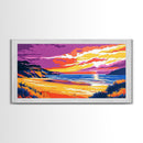 Golden Beach, Ocean Horizon, Tropical Artwork, Framed Canvas Print, Beach House Wall Art, Relaxing Landscape, Vibrant Decor