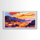 Mountain Meadow, Colorful Nature Art, Vibrant Landscape Print, Sunset Field Scene, Canvas Print, Bedroom Wall Art, Cozy Home Decor