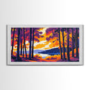 Golden Forest, Autumn Tree Art, Vibrant Nature Scene, Framed Canvas Print, Fall Wall Decor, Rustic Home Aesthetic, Woodland
