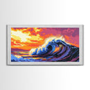 Ocean Wave, Surf Art, Beach Wall Decor, Canvas Print, Nautical Painting, Vibrant Seascape, Coastal Home Art, Colorful Surfing Scene