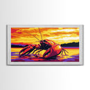Giant Lobster, Nautical Artwork, Seafood Kitchen Art, Framed Canvas Print, Coastal Wall Decor, Ocean Life Painting, Vibrant Marine Art