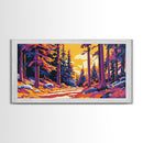 Autumn Forest, Sunset Glow, Pathway Scene, Canvas Print, Cozy Home Decor, Living Room Art, Woodland Painting, Vibrant Fall Landscape