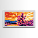 Golden Tree, Sunset Sky, Wild Nature, Framed Canvas Print, Rustic Wall Art, Boho Home Decor, Nature Landscape, Autumn Aesthetic