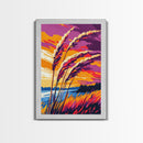 Sunset Field, Tall Grass, Vibrant Sky, Bold Colors, Framed Canvas Print, Modern Farmhouse Art, Living Room Wall Art, Autumn Landscape
