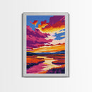 Sunset Marsh, River Reflections, Bold Colors, Peaceful Scene, Framed Canvas Print, Living Room Art, Nature Inspired, Boho Wall Decor