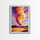 Fiery Clouds, Dramatic Sky, Sunset Storm, Nature Art, Framed Canvas Print, Living Room Decor, Unique Wall Art, Landscape Painting