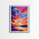 Colorful Evening, River Sunset Painting, Bold Nature Art, Dreamy Landscape, Canvas Print, Bedroom Wall Art, Modern Home Decor