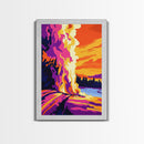 Fire in the Sky, Dramatic Sunset Painting, Wildfire Landscape, Bold Art Print, Canvas Print, Unique Office Decor, Nature Inspired Art