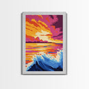 Ocean Waves, Sunset at Sea, Bold Seascape, Vibrant Water Art, Canvas Print, Nautical Home Decor, Beach House Wall Art, Coastal Style