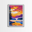 Mountain Lake, Sunset View, Serene Landscape, Canvas Print, Peaceful Wall Art, Nature Painting, Living Room Decor, Wilderness Escape