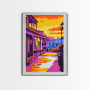Frontier Town, Old West, Rustic Scene, Framed Canvas Print, Country Wall Art, Western Home Decor, Sunset Street Painting, Historical Art