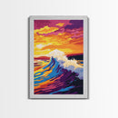 Ocean Wave, Sunset Surf, Vibrant Coastal, Beach Art, Wall Decor, Nautical Theme, Living Room, Canvas Print, Bold Colors, Surf Art