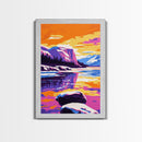 Mountain Lake, Sunset Reflection, Nature Landscape, Vibrant Colors, Adventure Wall Art, Home Decor, Bedroom, Canvas Print, Scenic View