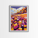 Rocky Beach, Coastal Wall Art, Bold Color Palette, Ocean Sunset, Canvas Print, Nautical Decor, Beach House Art, Abstract Landscape