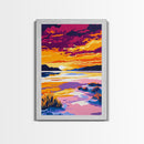 Serene Sunset, Tranquil Water, Vibrant Sky, Nature Wall Art, Canvas Print, Peaceful Lake, Bedroom Decor, Abstract Landscape