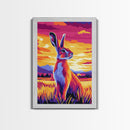 Sunset Rabbit, Colorful Animal Art, Vibrant Wildlife Print, Framed Canvas Print, Boho Wall Decor, Living Room Wall Art, Autumn Art