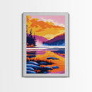 Mountain Serenity, Forest River Painting, Vibrant Landscape Art, Framed Canvas Print, Cabin Wall Decor, Outdoor Inspired Art, Rustic Style