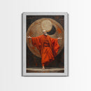Zen Monk Art, Framed Canvas Print, Spiritual Wall Art, Taoism Decor, Sacred Geometry, Meditation Room, Buddhist Artwork, Asian Aesthetic