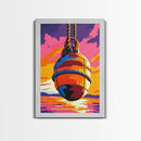 Nautical Buoy, Ocean Sunset, Coastal Art, Framed Canvas Print, Beach Wall Art, Vibrant Home Decor, Seaside Painting, Boat House Artwork