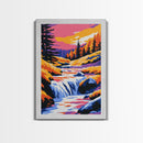 Waterfall, Autumn Landscape, Vibrant Nature, Wall Art, Canvas Print, Rustic Home Decor, Cabin Art, Fall Living Room, Colorful Art