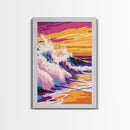 Ocean Waves, Sunset Beach, Coastal Vibes, Canvas Print, Tropical Wall Art, Surf Art, Vibrant Home Decor, Living Room Artwork