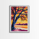 Lone Tree, Sunset Horizon, Canvas Print, Vibrant Landscape, Boho Decor, Modern Nature Art, Large Wall Art, Living Room Art, Gift Idea