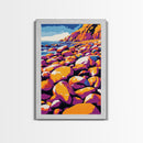 Rocky Beach, Ocean Waves, Canvas Print, Coastal Wall Art, Modern Seascape, Boho Decor, Large Artwork, Bedroom Art, Vibrant Painting